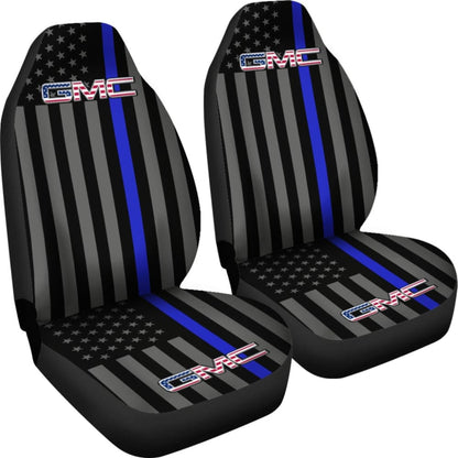American Flag Car Seat Covers With Thin Blue Line Mix GMC