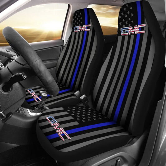 American Flag Car Seat Covers With Thin Blue Line Mix GMC