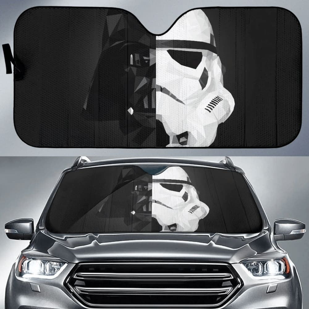 Darth Vader & Stormtrooper Star Wars Half Head Art Car Auto Sun Shade