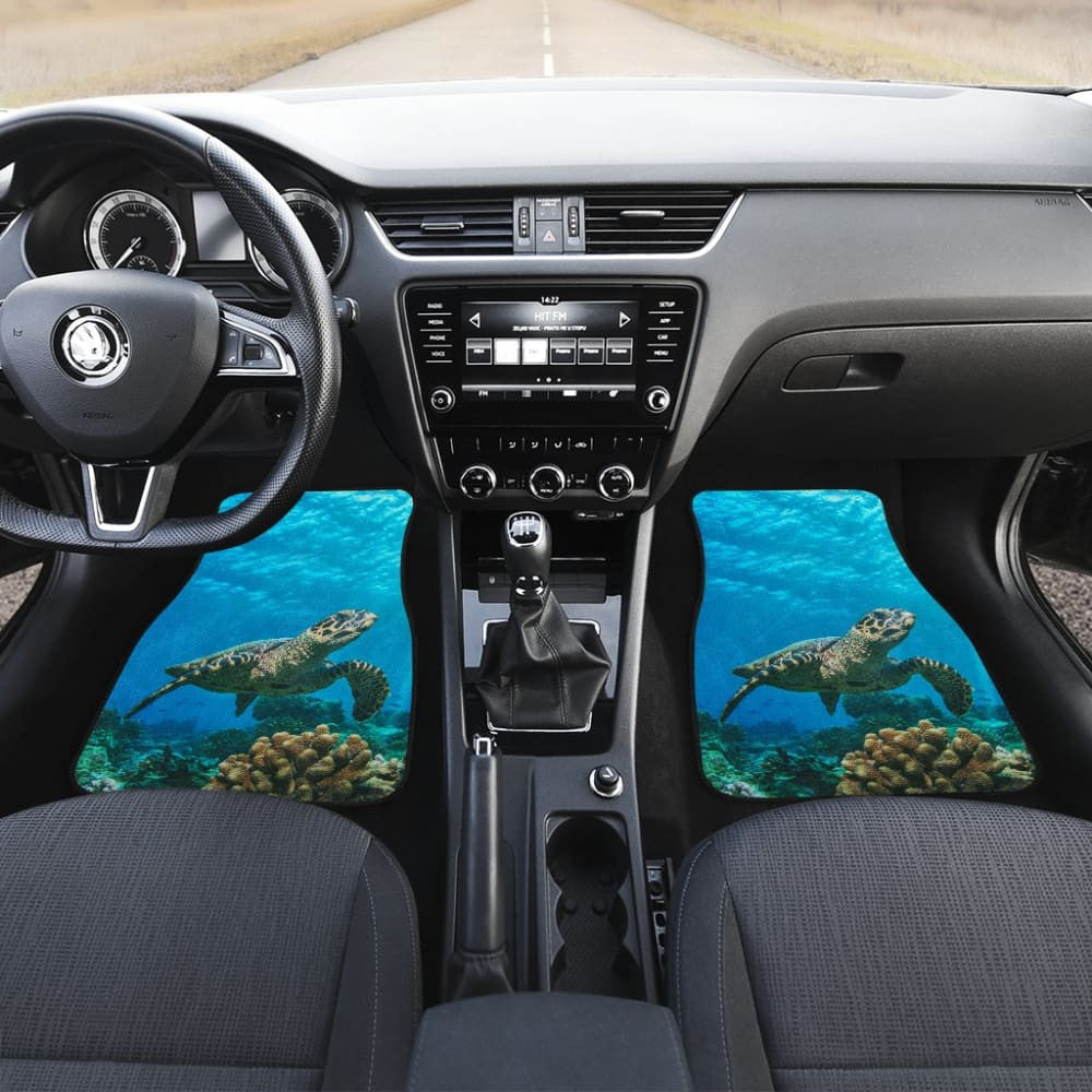 Sea Turtle Swimming Coral Reef Car Floor Mats
