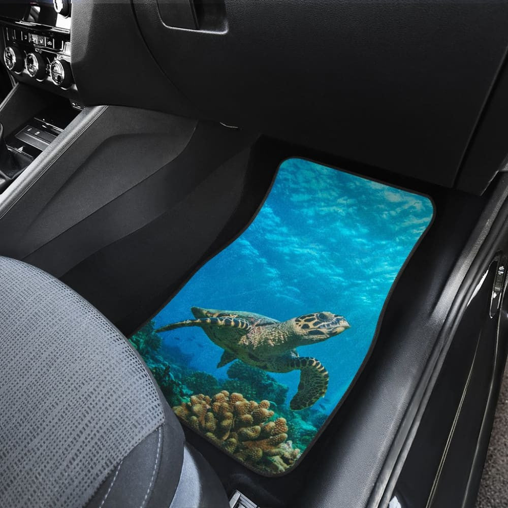 Sea Turtle Swimming Coral Reef Car Floor Mats