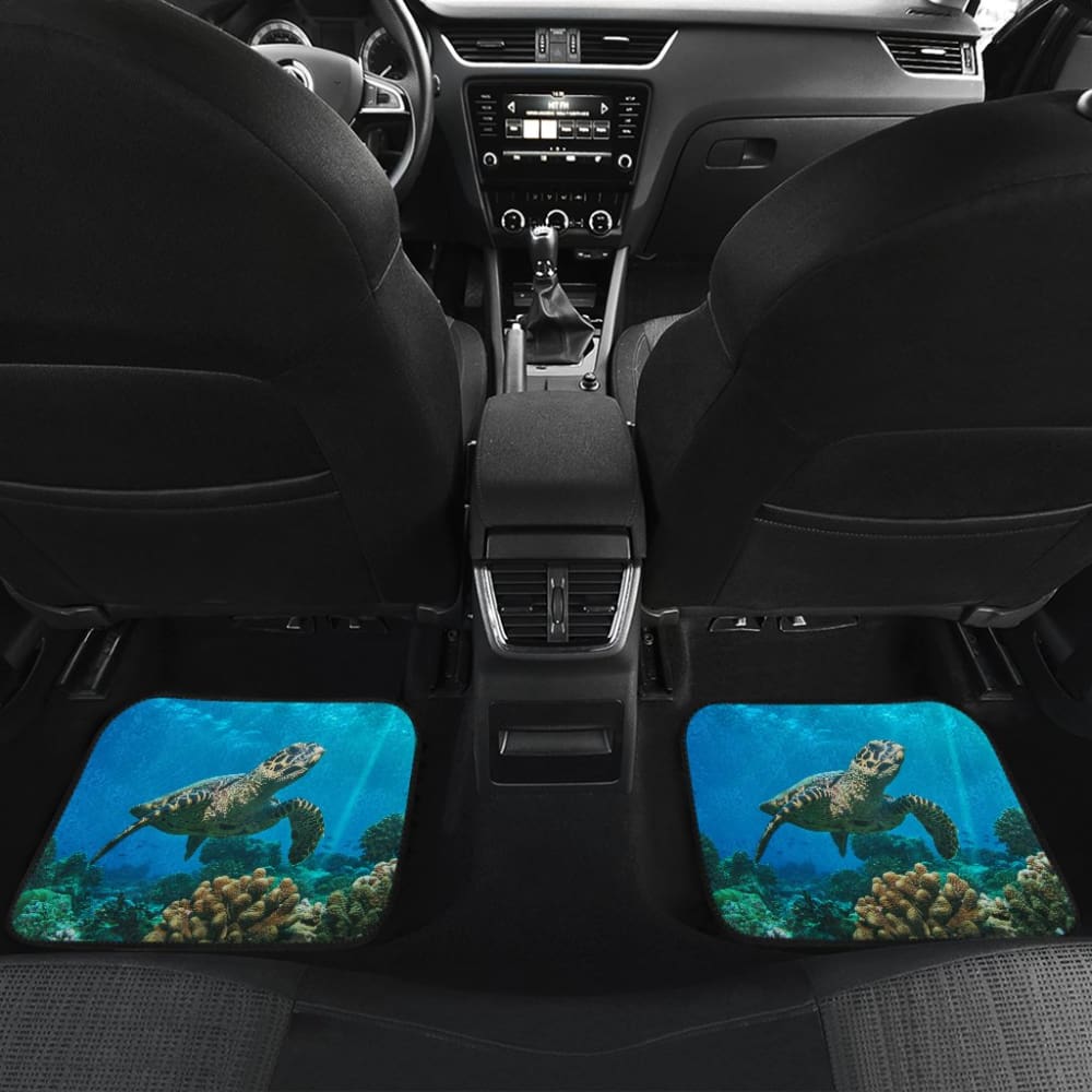 Sea Turtle Swimming Coral Reef Car Floor Mats