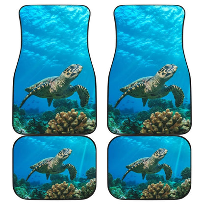 Sea Turtle Swimming Coral Reef Car Floor Mats