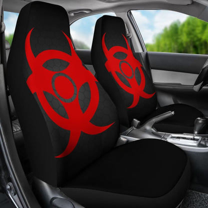 Red Biohazard Warning Black Background Car Seats Covers