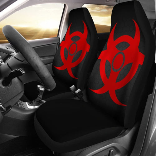 Red Biohazard Warning Black Background Car Seats Covers