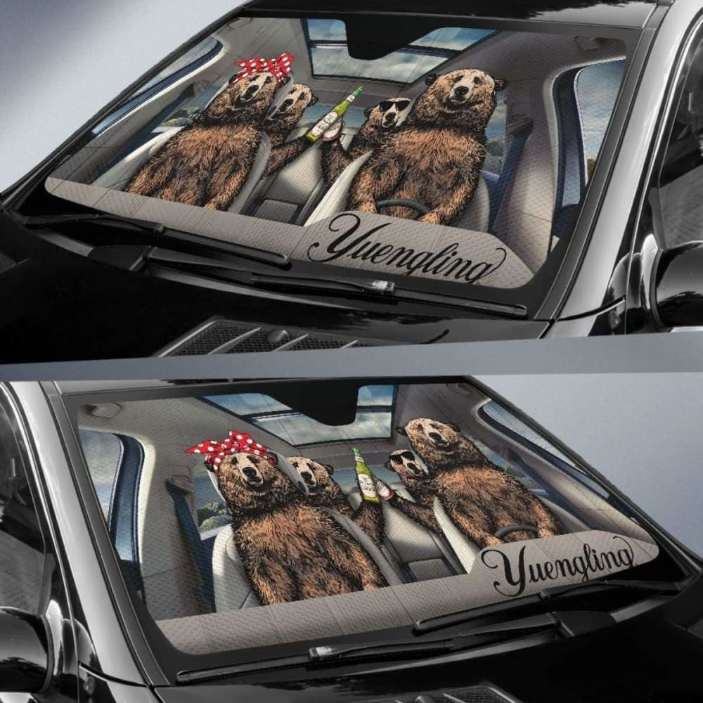 Family Bear Dink Beer Yuengling Lager Car Sun Shade Funny