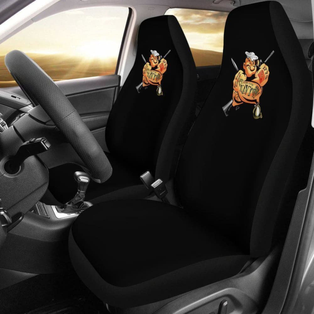Navy Popeye Design Black Seat Covers
