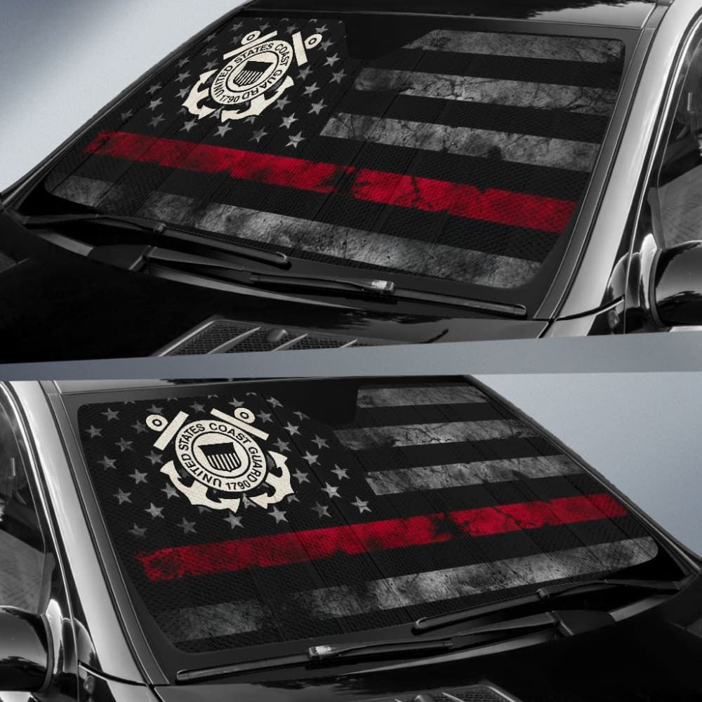 Thin Red Line American Flag US Coast Guard Car Auto Sun Shades Custom
