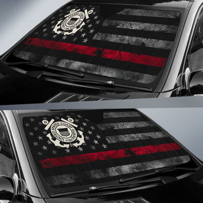 Thin Red Line American Flag US Coast Guard Car Auto Sun Shades Custom
