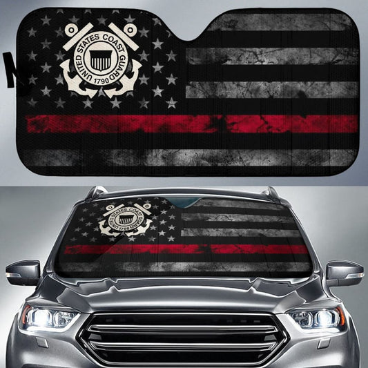 Thin Red Line American Flag US Coast Guard Car Auto Sun Shades Custom