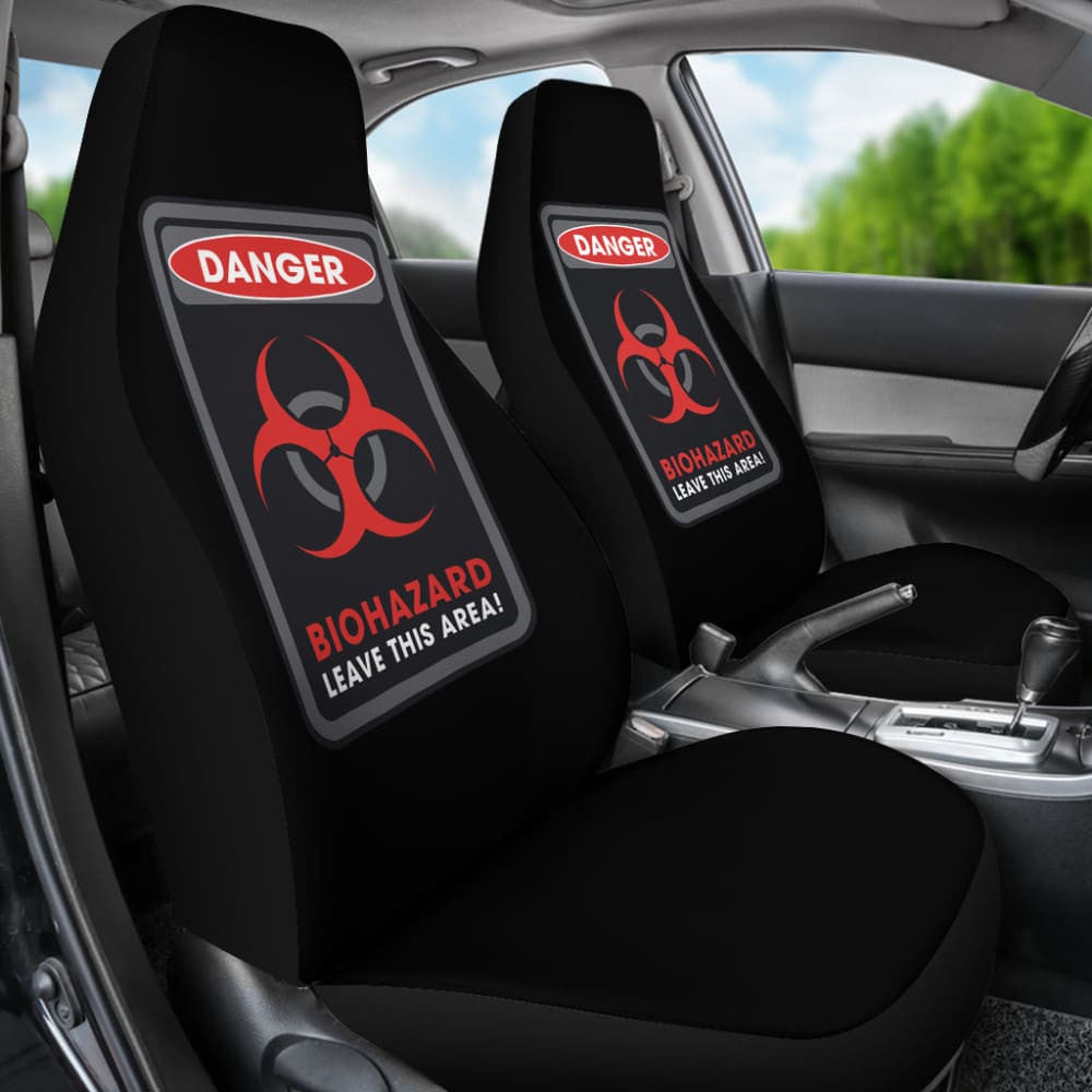 Danger Sign Biohazard Leave This Area Car Seat Covers Custom