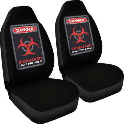 Danger Sign Biohazard Leave This Area Car Seat Covers Custom