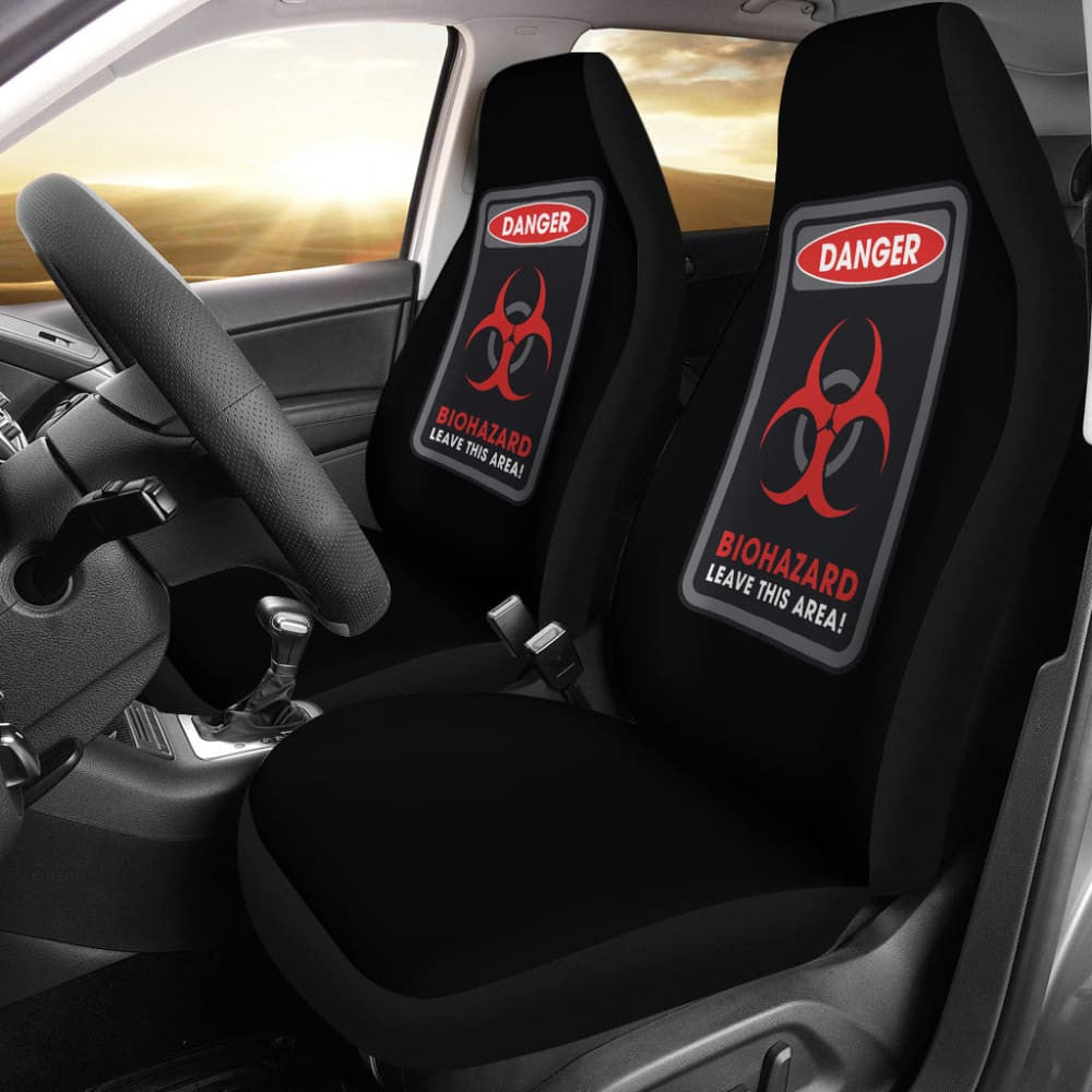 Danger Sign Biohazard Leave This Area Car Seat Covers Custom