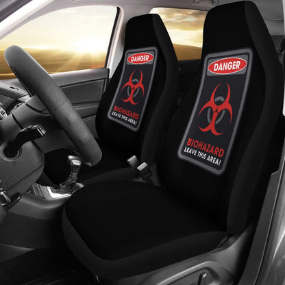 Danger Sign Biohazard Leave This Area Car Seat Covers Custom