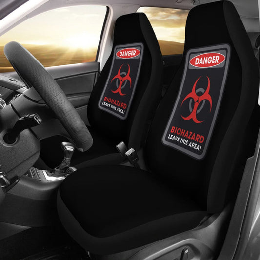 Danger Sign Biohazard Leave This Area Car Seat Covers Custom
