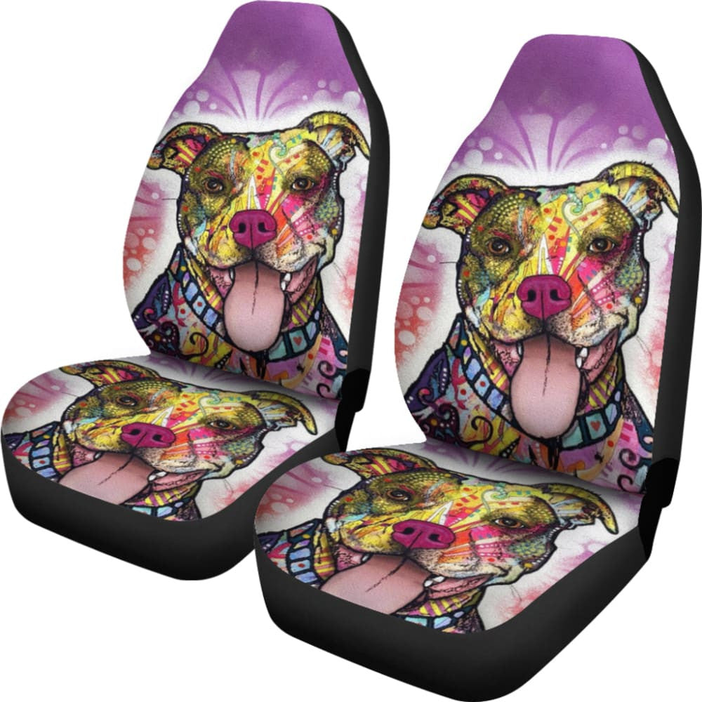 Amazing Gift Ideas Colorful Pitbull Print Car Seat Covers