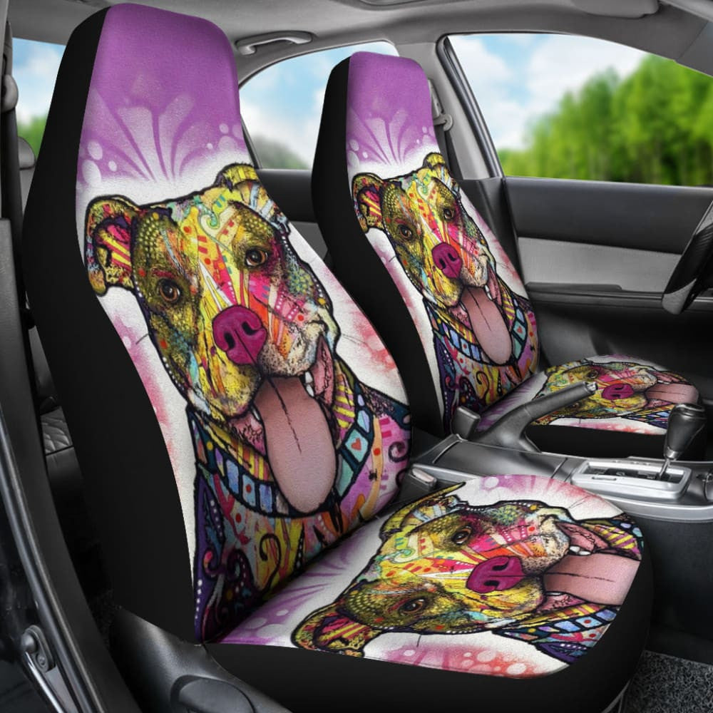 Amazing Gift Ideas Colorful Pitbull Print Car Seat Covers