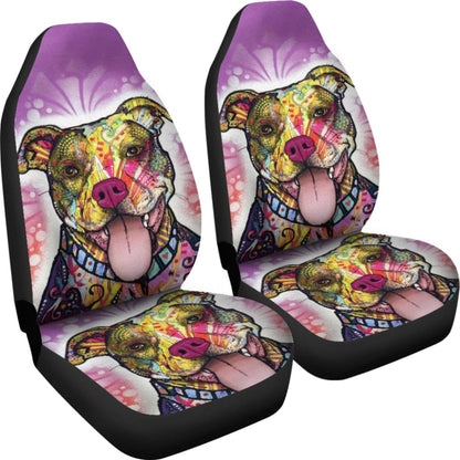 Amazing Gift Ideas Colorful Pitbull Print Car Seat Covers
