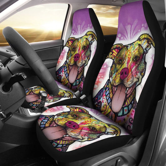 Amazing Gift Ideas Colorful Pitbull Print Car Seat Covers