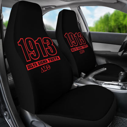 Red Delta Sigma Theta Black Themed Car Seat Covers