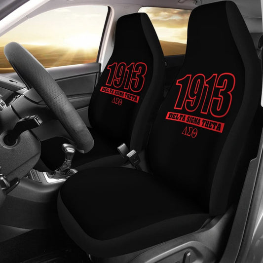 Red Delta Sigma Theta Black Themed Car Seat Covers