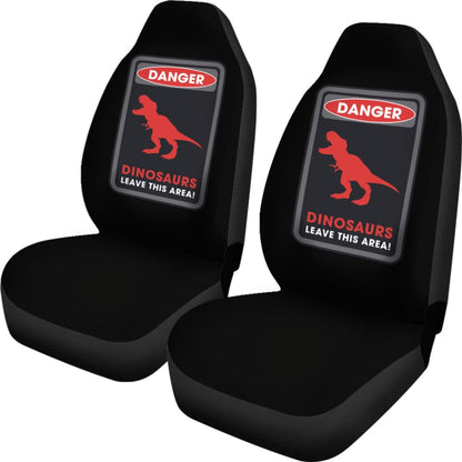 Danger Sign Dinosaurs Leave This Area Car Seat Covers Custom