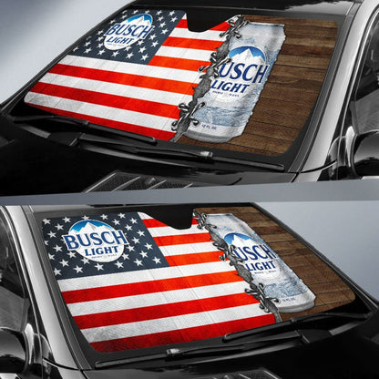 Busch Light Car Auto Sun Shades American Flag Beer Lover