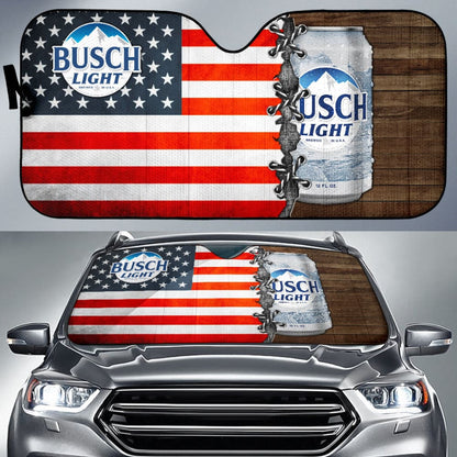 Busch Light Car Auto Sun Shades American Flag Beer Lover