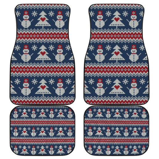 Amazing Gift Ideas Ugly Christmas Snowman Pattern Car Floor Mats