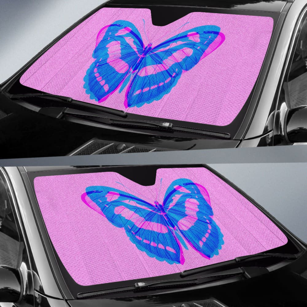 Butterfly Pink and Blue Car Auto Sun Shades