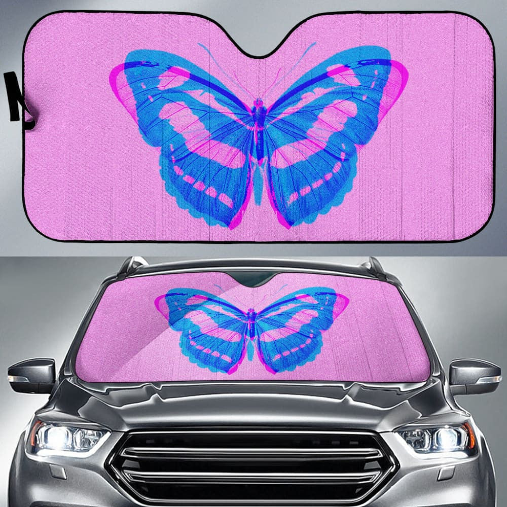 Butterfly Pink and Blue Car Auto Sun Shades