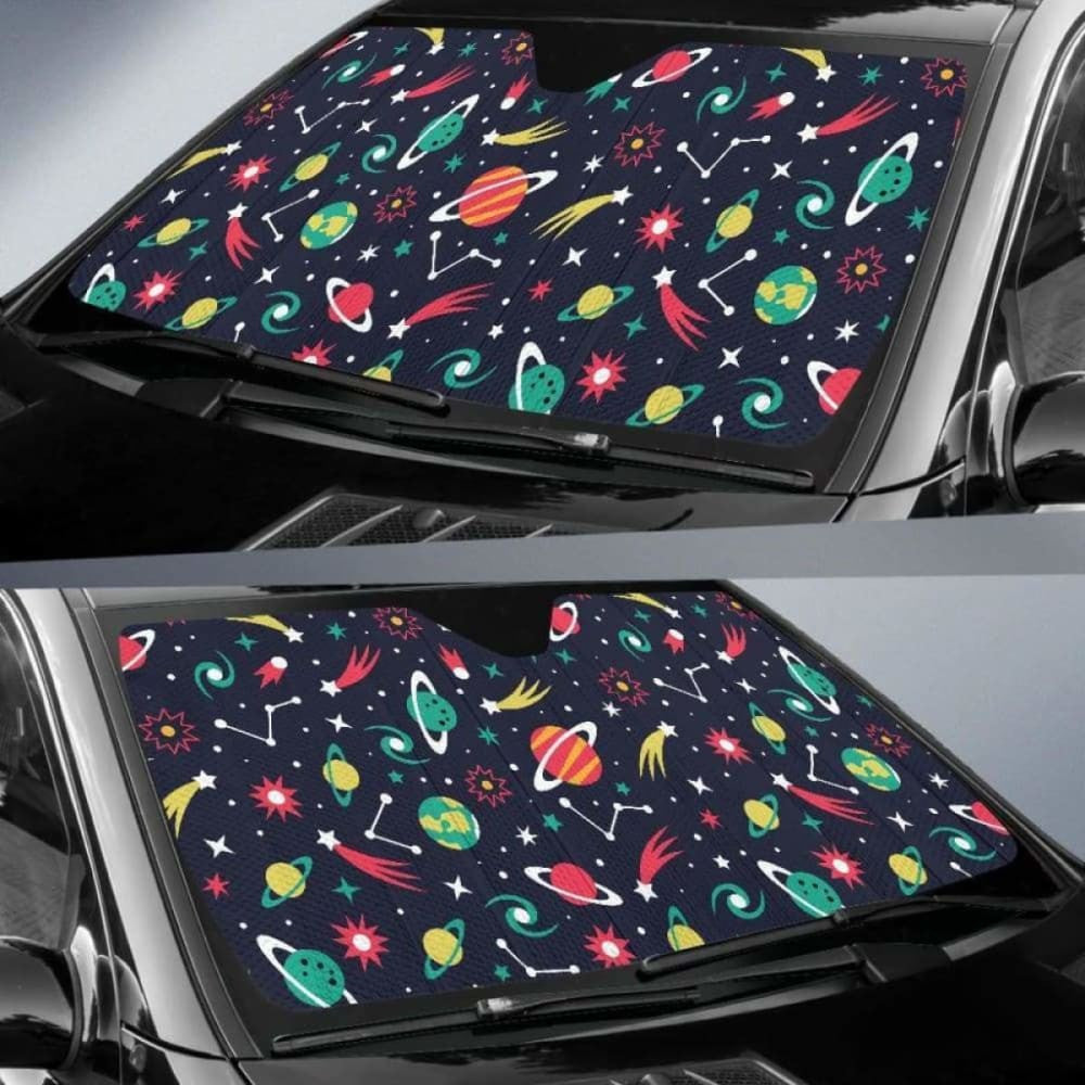 Colorful Space Pattern Planet Star Car Auto Sun Shades