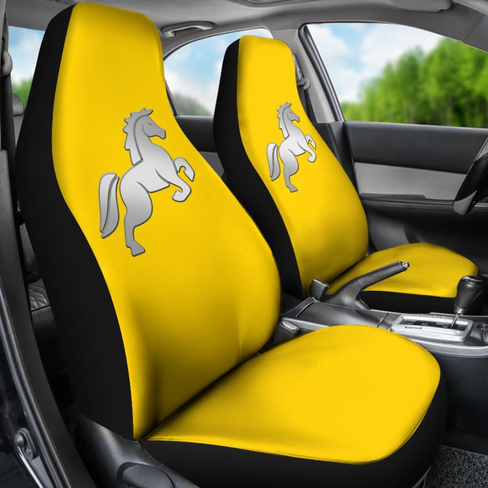Yellow Mustang Horse Silhouette Car Seat Covers Custom