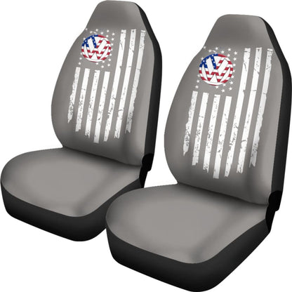 Volkswagen Custom White American Flag On Grey Design Car Seat Covers