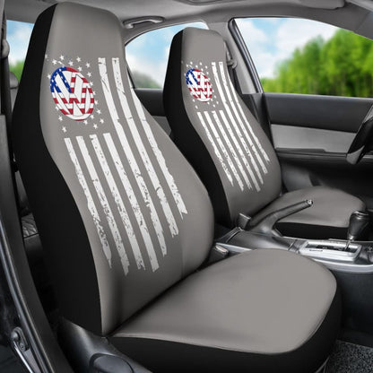 Volkswagen Custom White American Flag On Grey Design Car Seat Covers