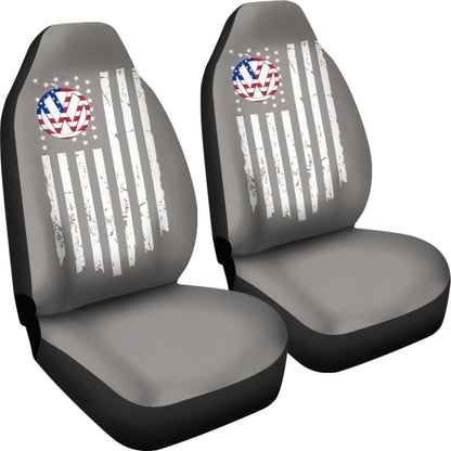 Volkswagen Custom White American Flag On Grey Design Car Seat Covers
