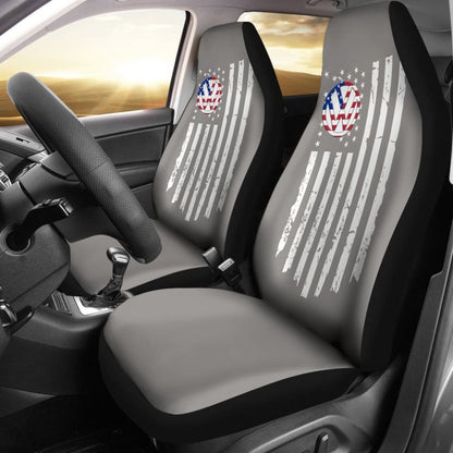 Volkswagen Custom White American Flag On Grey Design Car Seat Covers