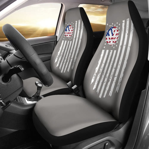 Volkswagen Custom White American Flag On Grey Design Car Seat Covers