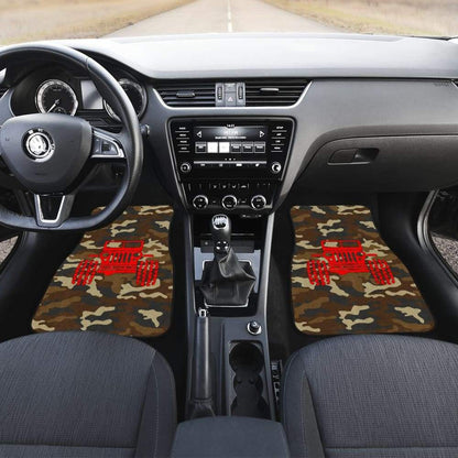 Dark Orange Camouflage Color Dark Blue Jeep Car Floor Mats