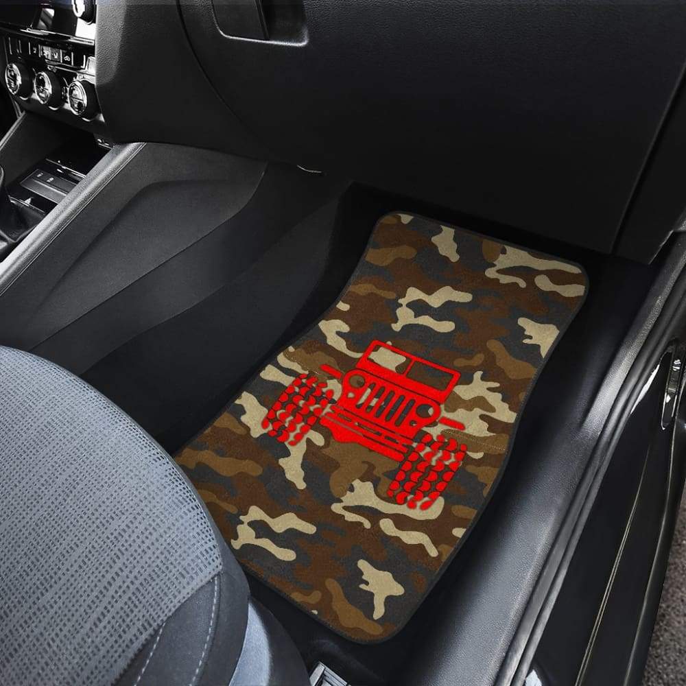 Dark Orange Camouflage Color Dark Blue Jeep Car Floor Mats