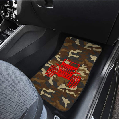Dark Orange Camouflage Color Dark Blue Jeep Car Floor Mats