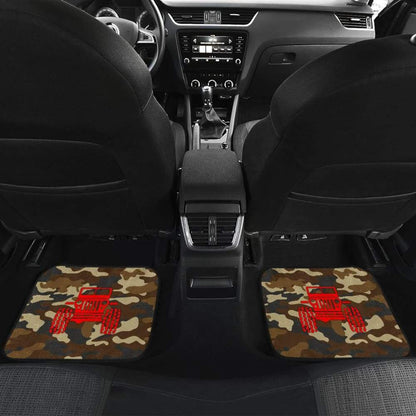 Dark Orange Camouflage Color Dark Blue Jeep Car Floor Mats