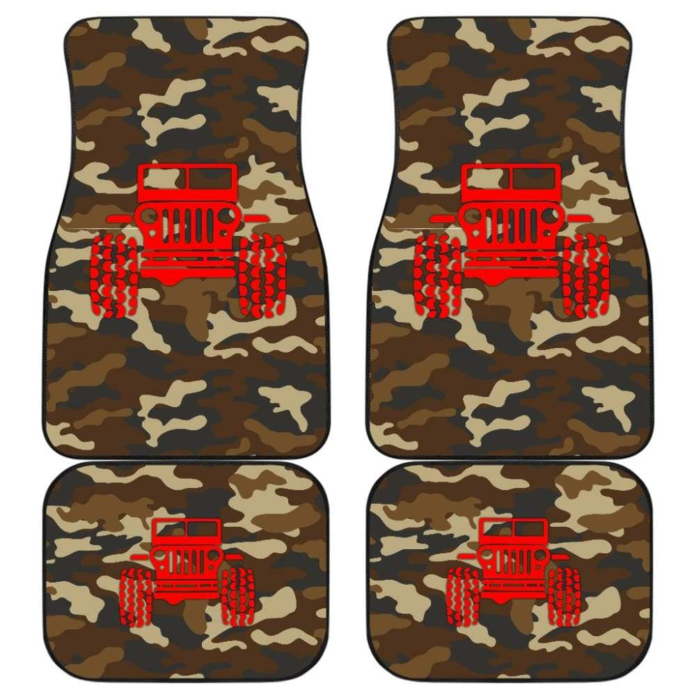 Dark Orange Camouflage Color Dark Blue Jeep Car Floor Mats