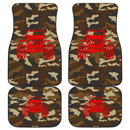 Dark Orange Camouflage Color Dark Blue Jeep Car Floor Mats