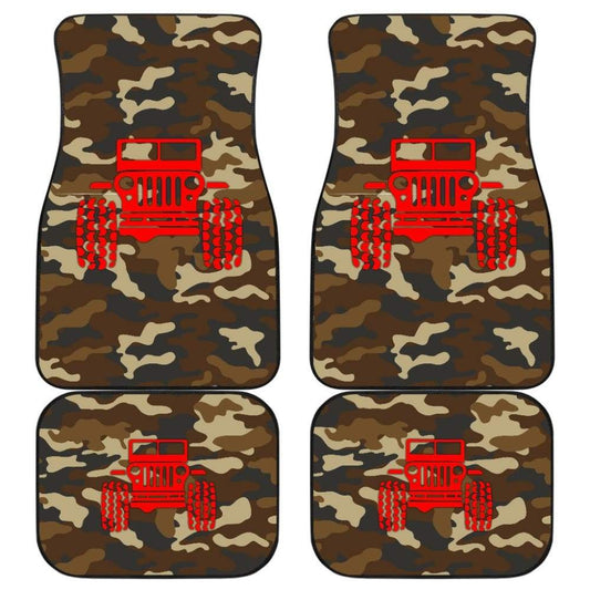 Dark Orange Camouflage Color Dark Blue Jeep Car Floor Mats