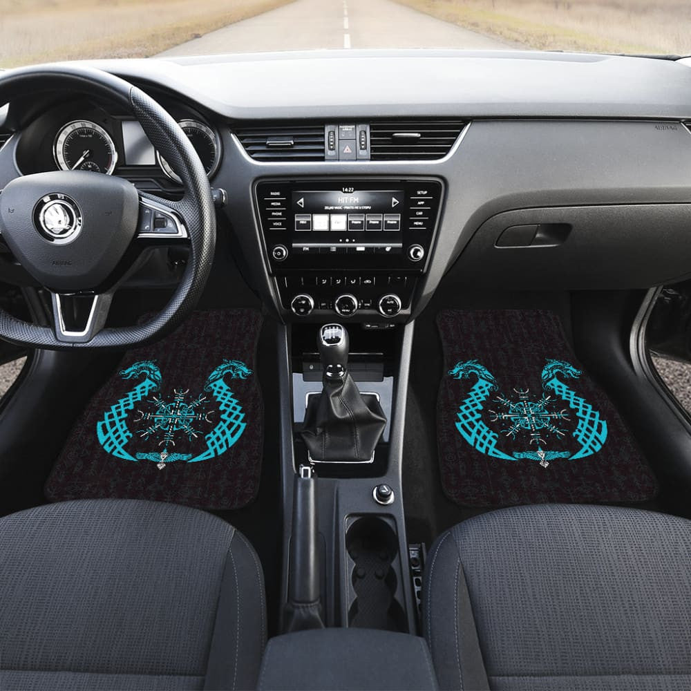 Viking Dragon Helm Of Awe Aegishjalmur Car Floor Mats
