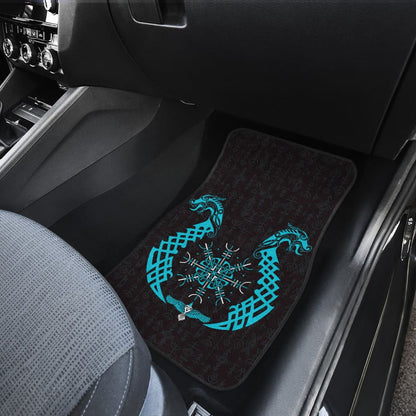 Viking Dragon Helm Of Awe Aegishjalmur Car Floor Mats