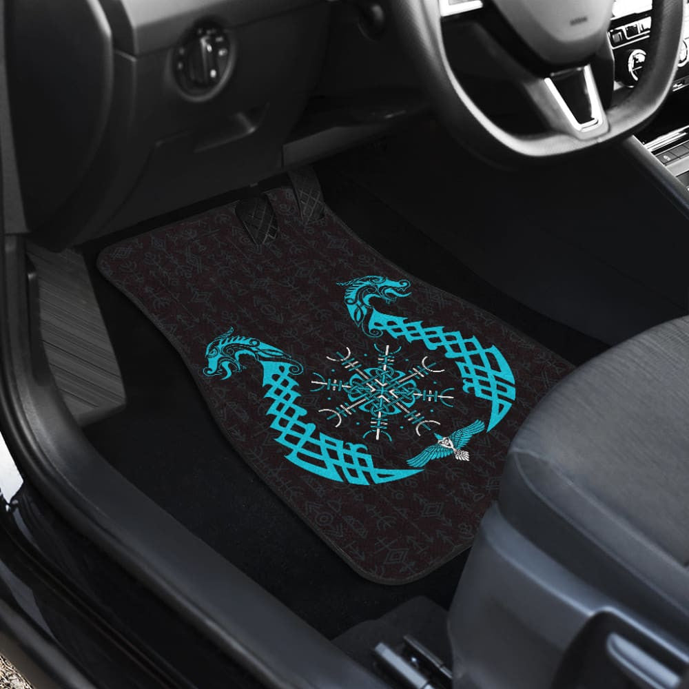 Viking Dragon Helm Of Awe Aegishjalmur Car Floor Mats