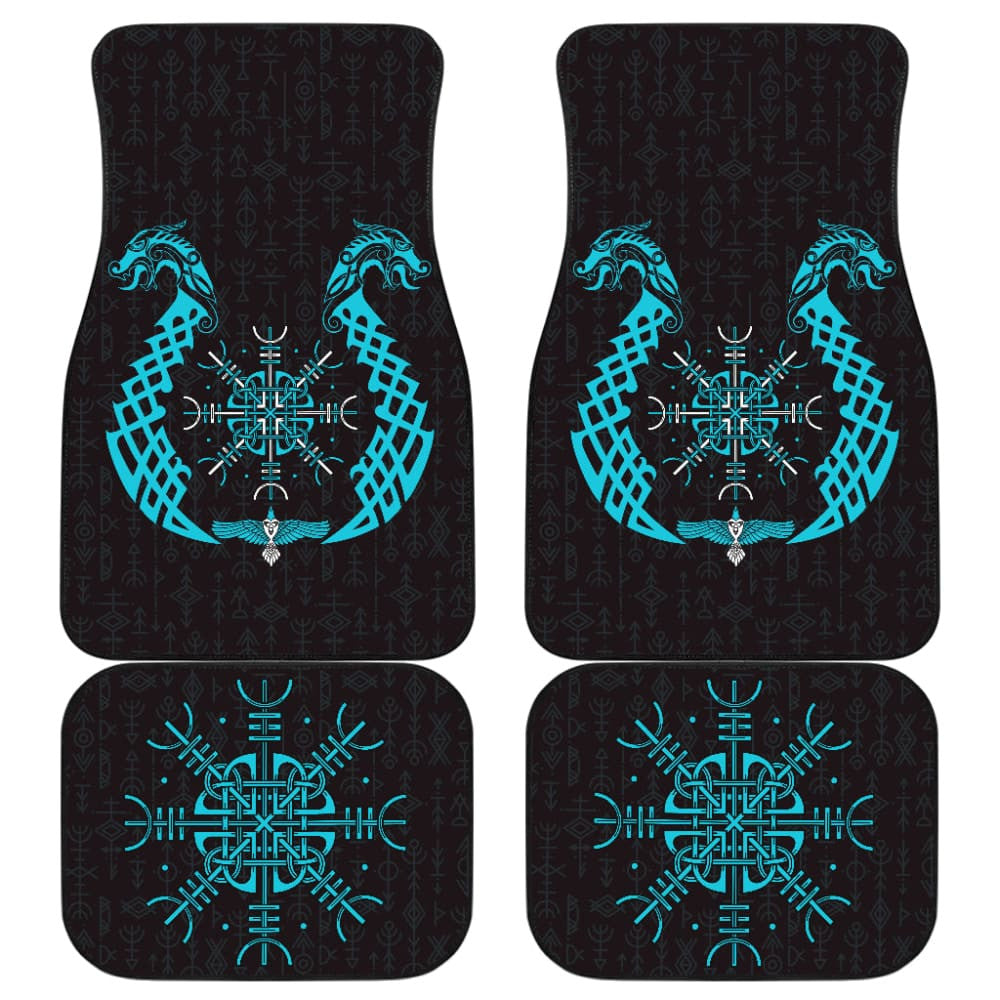Viking Dragon Helm Of Awe Aegishjalmur Car Floor Mats