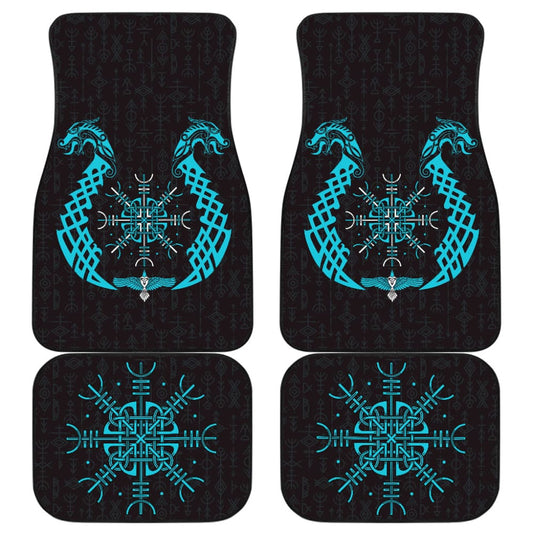 Viking Dragon Helm Of Awe Aegishjalmur Car Floor Mats
